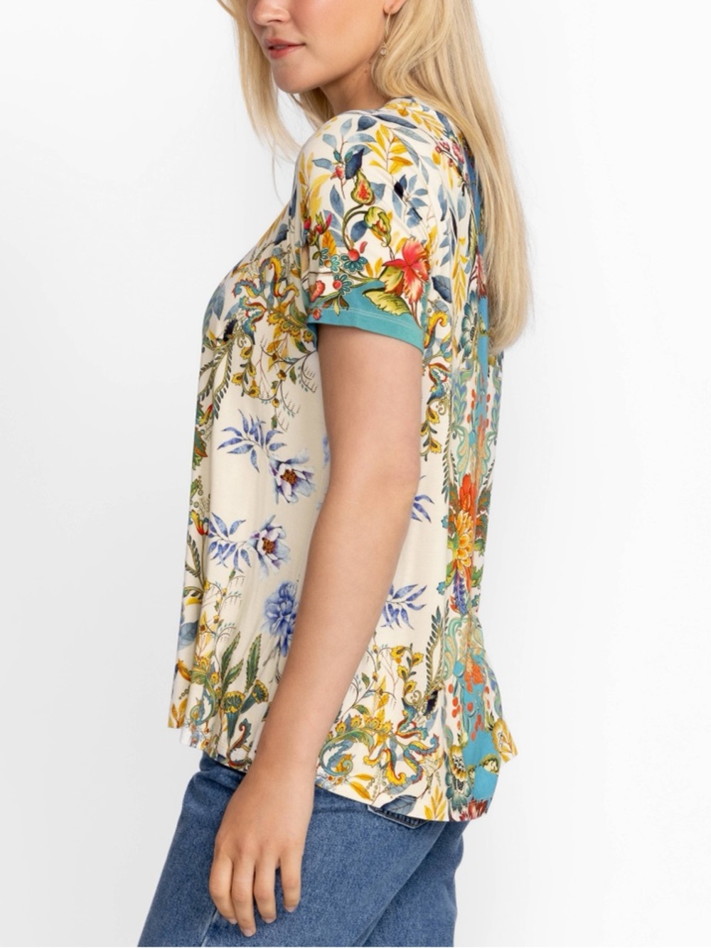 Johnny Was The Janie Favorite Short Sleeve Crew Neck Swing Tee - Picture 3 of 9